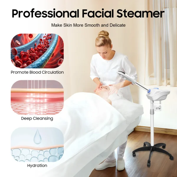 Facial Steamer, Nano Steam for Deep Cleansing, 860ml Tank, 360° Adjustable Nozzle, 30min Spa, Home/Salon Use, Safe Auto Shut-Off