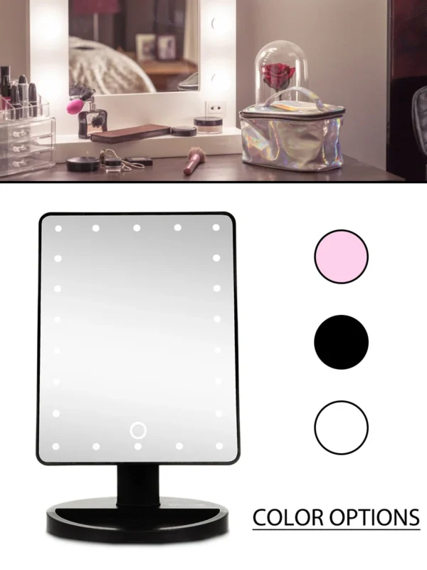 1PC-LED desktop makeup mirror, night light touch sensitive design, 360 degree rotating storage, creating a perfect makeup look
